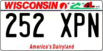 WI license plate 252XPN