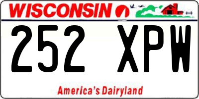 WI license plate 252XPW