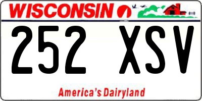 WI license plate 252XSV