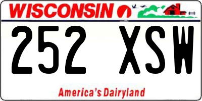 WI license plate 252XSW