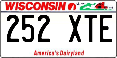 WI license plate 252XTE