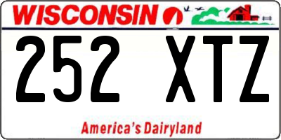 WI license plate 252XTZ