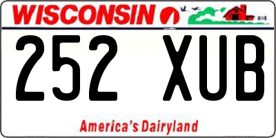 WI license plate 252XUB