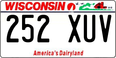 WI license plate 252XUV