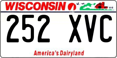 WI license plate 252XVC