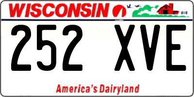 WI license plate 252XVE