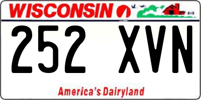 WI license plate 252XVN