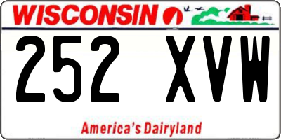 WI license plate 252XVW