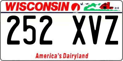 WI license plate 252XVZ