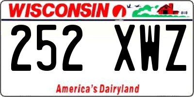 WI license plate 252XWZ