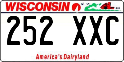 WI license plate 252XXC