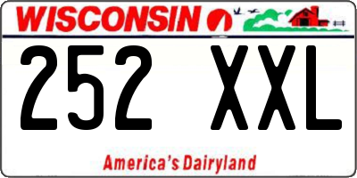 WI license plate 252XXL