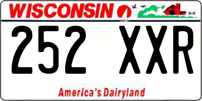 WI license plate 252XXR