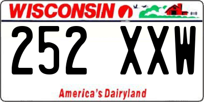 WI license plate 252XXW