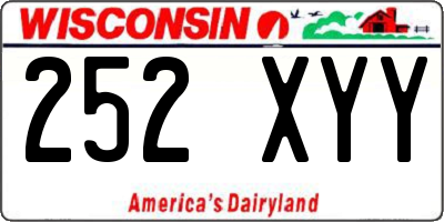 WI license plate 252XYY