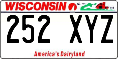 WI license plate 252XYZ