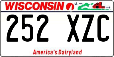 WI license plate 252XZC