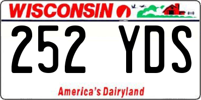 WI license plate 252YDS