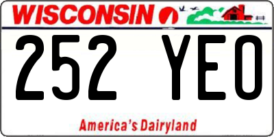 WI license plate 252YEO