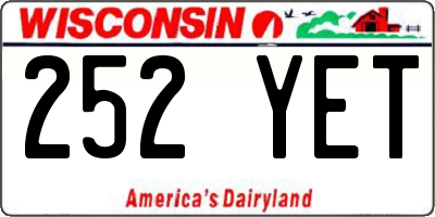 WI license plate 252YET