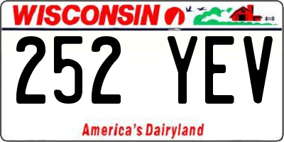 WI license plate 252YEV