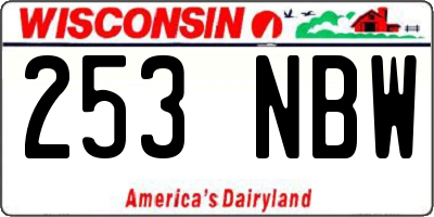 WI license plate 253NBW
