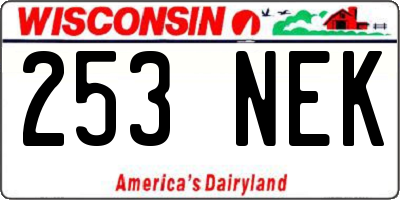 WI license plate 253NEK
