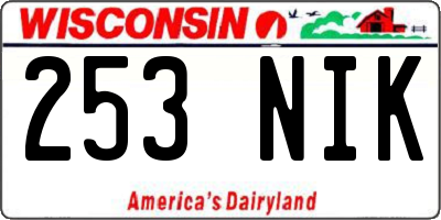 WI license plate 253NIK