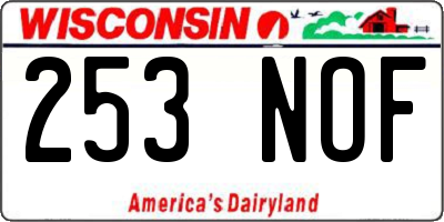 WI license plate 253NOF