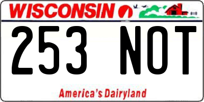 WI license plate 253NOT