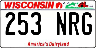 WI license plate 253NRG