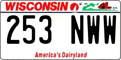 WI license plate 253NWW