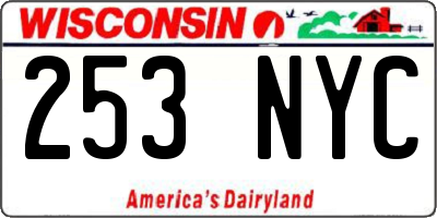 WI license plate 253NYC