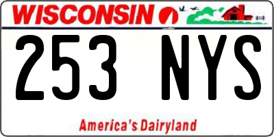 WI license plate 253NYS
