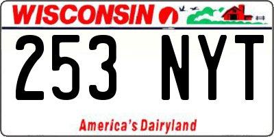 WI license plate 253NYT