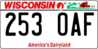 WI license plate 253OAF