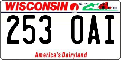 WI license plate 253OAI
