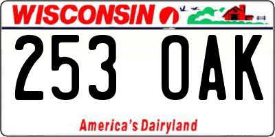 WI license plate 253OAK