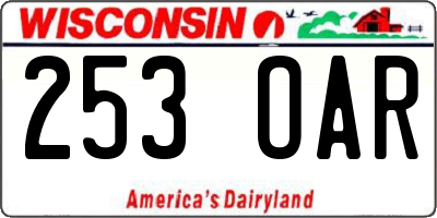 WI license plate 253OAR