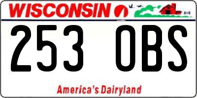 WI license plate 253OBS