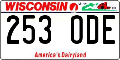 WI license plate 253ODE