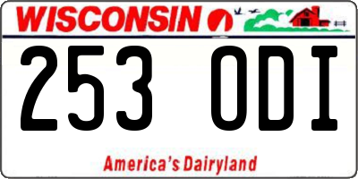 WI license plate 253ODI