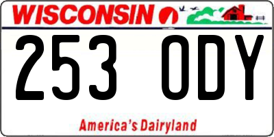 WI license plate 253ODY