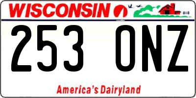 WI license plate 253ONZ