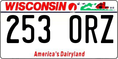 WI license plate 253ORZ