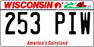 WI license plate 253PIW