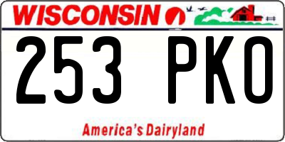 WI license plate 253PKO
