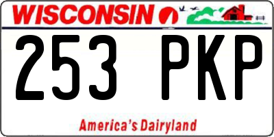 WI license plate 253PKP