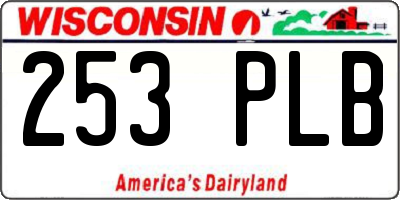WI license plate 253PLB