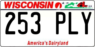 WI license plate 253PLY